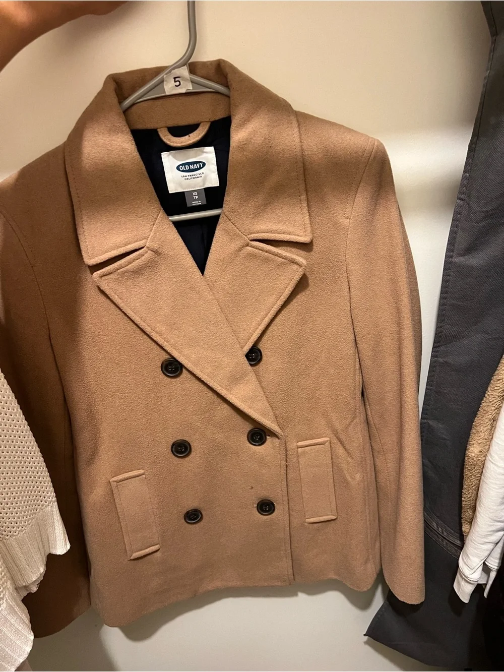 Old Navy Men's Camel Double-Breasted Peacoat